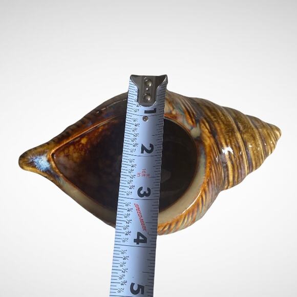 Artist Signed Conch Shell Seashell Nautical Art Pottery Planter - Picture 7 of 9